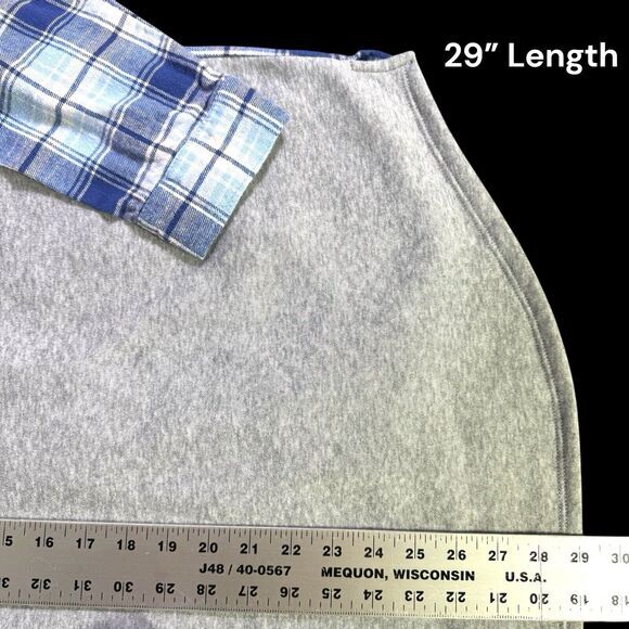 Flannel Faux Fur Hoodie Women Blue Plaid Button Up Long Sleeve Size XL (15-17) - Picture 10 of 10